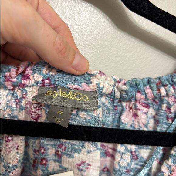 NWT Style & Co. Floral Flowy Cotton Modal Blouse - Size 4X - Picture 3 of 6